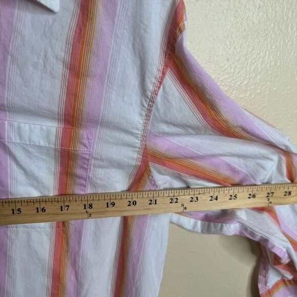 Mango Shirt Women's Large Button Up Longs Sleeve Striped Pocket Casual - Picture 10 of 11